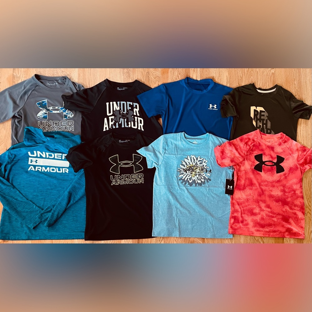 Tween teen boys YOUTH LARGE LY lot 8 Under Armour tops shirts hoodie performance